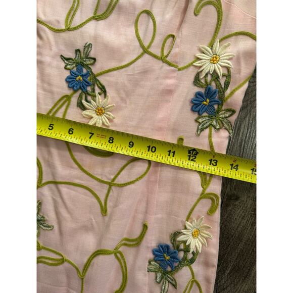 1950s Minx Modes Vintage Garden Cocktail Dress Pink Embroidered Floral Flower XS - Picture 14 of 16
